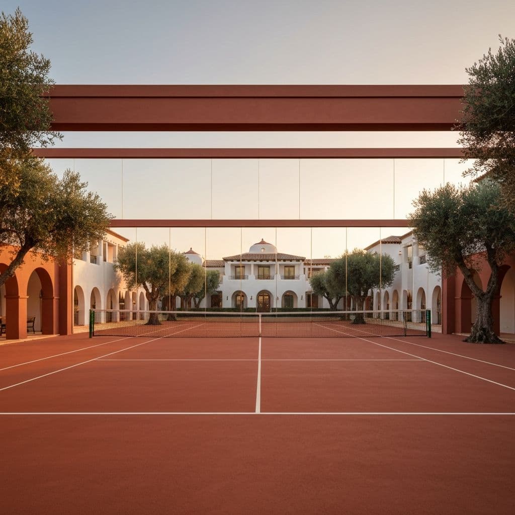 Campos de padel do Parea ao por do sol